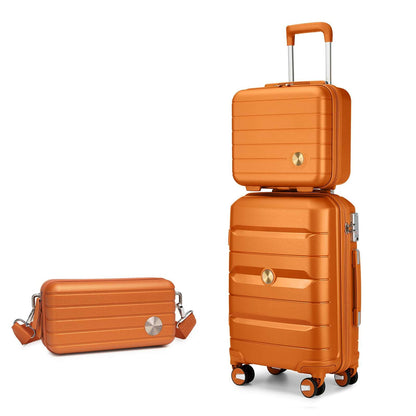 Somago Hardside Spinner Suitcase and 14" Mini Cosmetic Case with 6 Shoulder case, TSA Lock YKK Zipper (Sunset Gold) 126 Luggage Somago OK•PhotoFineArt