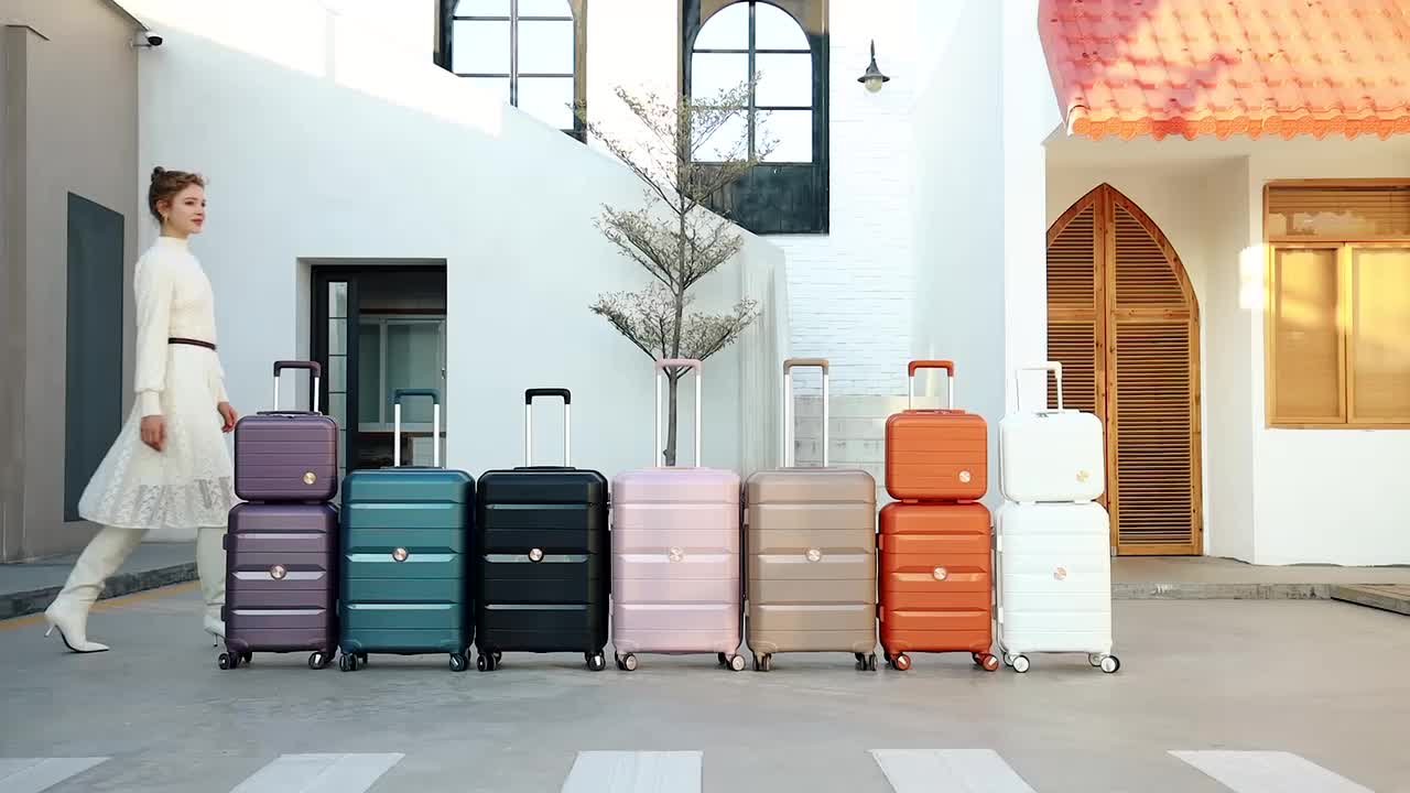 Somago Hardside Suitcase and 14" Mini Cosmetic Cases with 6 Shoulder case, TSA Lock YKK Zipper (Nude Pink) 126 Luggage Somago OK•PhotoFineArt
