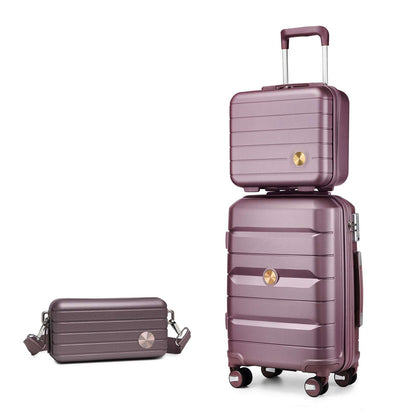 Somago Hardside Suitcase and 14" Mini Cosmetic Cases with 6 Shoulder case with TSA Lock YKK Zipper (Elegant Purple) 129 Luggage Somago OK•PhotoFineArt