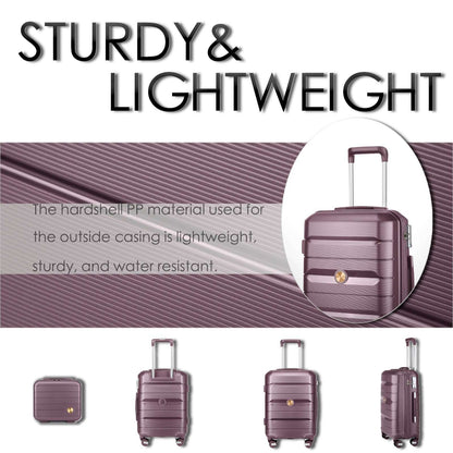 Somago Hardside Suitcase and 14" Mini Cosmetic Cases with 6 Shoulder case with TSA Lock YKK Zipper (Elegant Purple) 129 Luggage Somago OK•PhotoFineArt