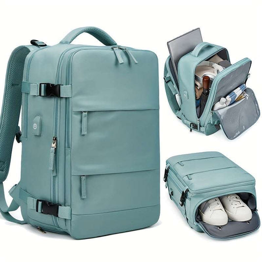 Somago Travel Backpack Anti Theft for 16 Inch Laptop, with Shoe Compartment, USB Charger Port, Blue 52 Backpack Somago OK•PhotoFineArt