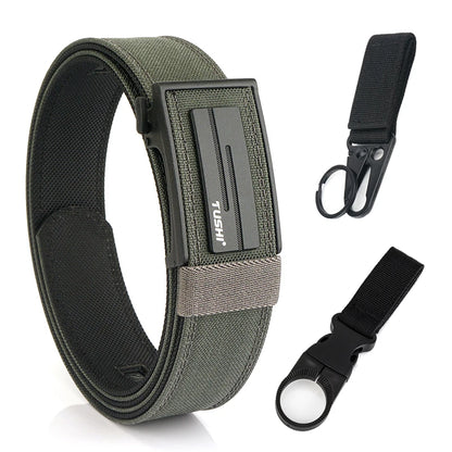 VATLTY Thick Tactical Belt for Men Metal Automatic Buckle / Military Pistol Belt Gray set A 120cm