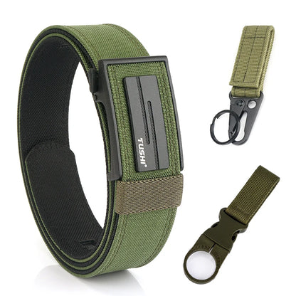 VATLTY Thick Tactical Belt for Men Metal Automatic Buckle / Military Pistol Belt ArmyGreen set A 120cm