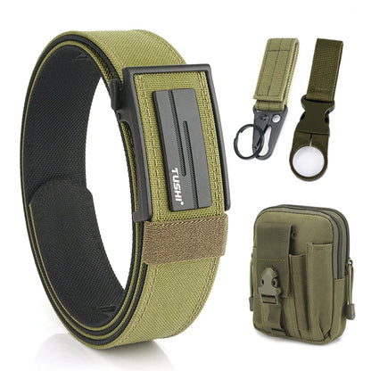 VATLTY Thick Tactical Belt for Men Metal Automatic Buckle / Military Pistol Belt Wolf brown set C 120cm