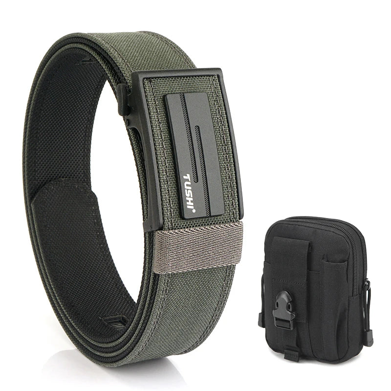 VATLTY Thick Tactical Belt for Men Metal Automatic Buckle / Military Pistol Belt Gray set B 120cm