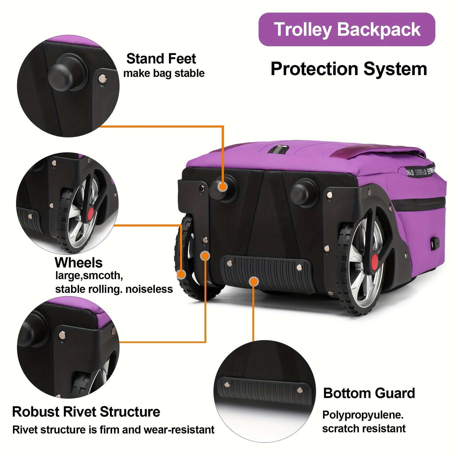 YH&GS Rolling Backpack, Travel Backpack with Wheels, Fit 17.3 Inch Notebook 90 Backpack YH&GS OK•PhotoFineArt