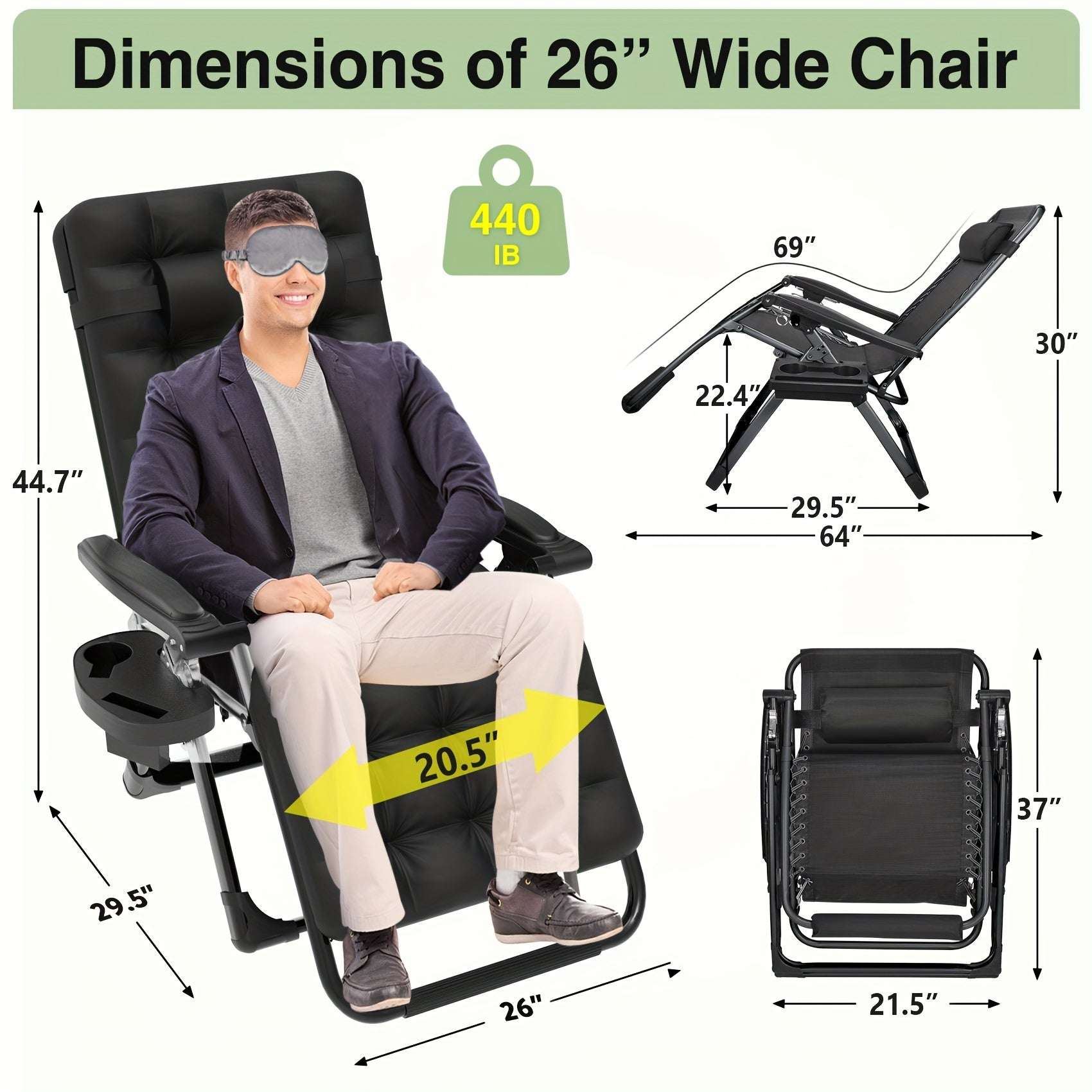 Zero Gravity Chair Lounge Chair Recliner w/Upgraded Lock and Removable Cushion 74 Chair SUTECK OK•PhotoFineArt