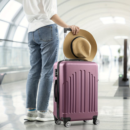 Ensemble de bagages de luxe 4 pièces – Coque rigide en ABS durable, doubles roues lisses, serrure approuvée TSA