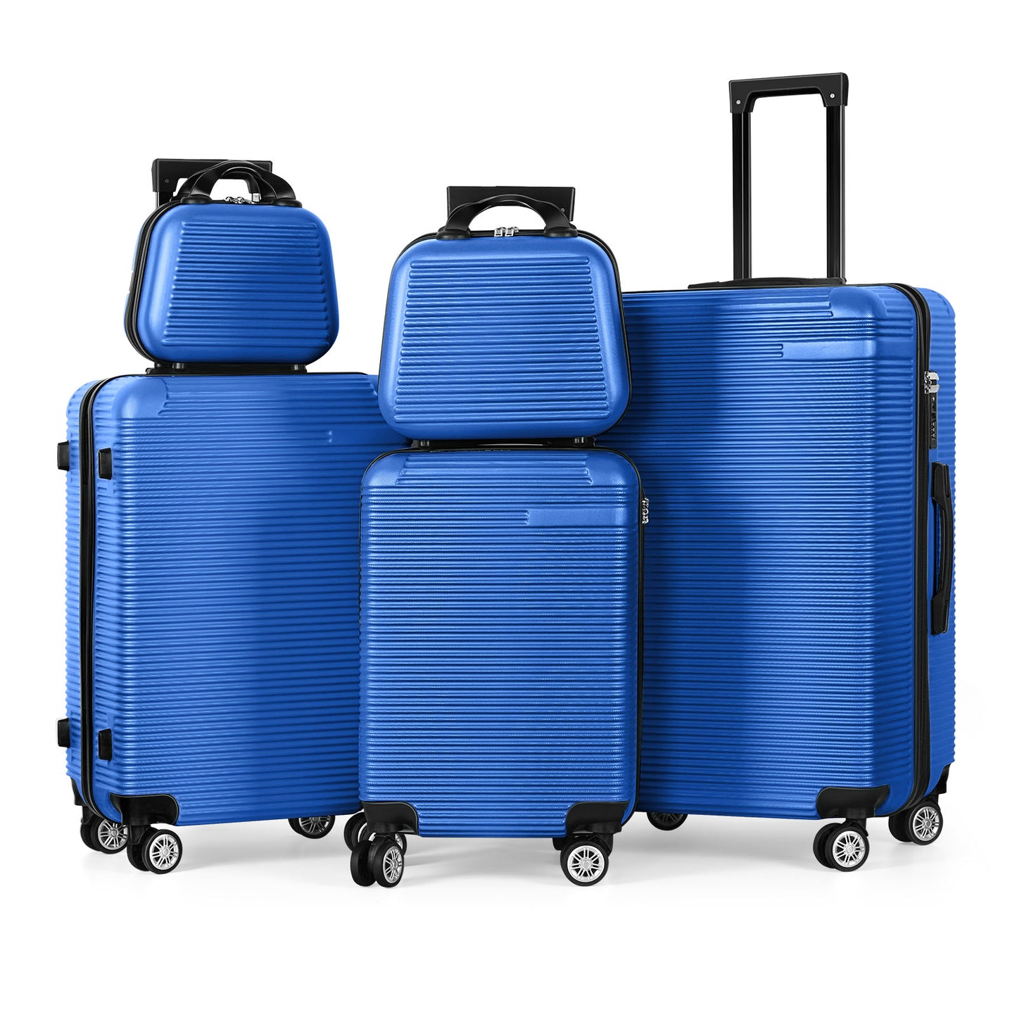 5-Piece ABS Luggage Set with TSA Lock, Includes 12",14",20", 24" & 28"