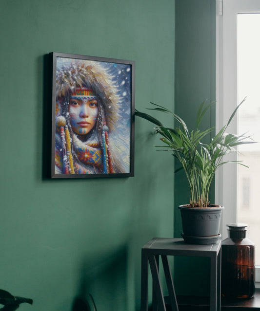 Canvas Framed "Indigenous Woman" winter