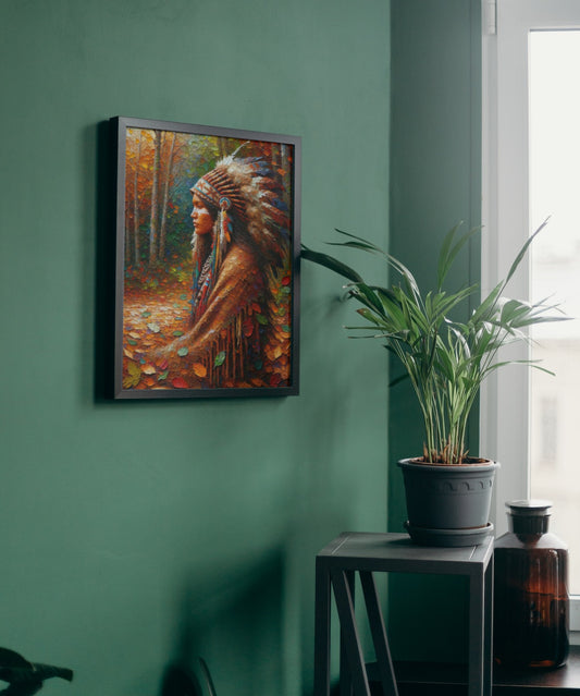 Canvas Framed "Indigenous Woman" fall