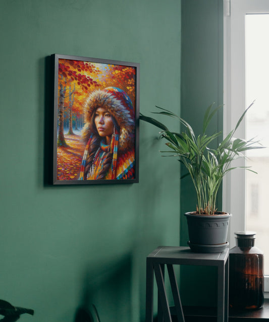 Canvas Framed "Indigenous Woman" fall