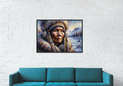 Canvas "Indigenous Woman" 30" x 24" Hanger Set for Canvas