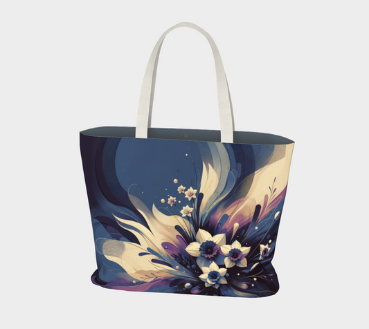 Navy flowers Large Tote bag