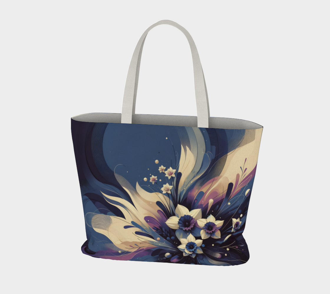 Navy flowers Large Tote bag